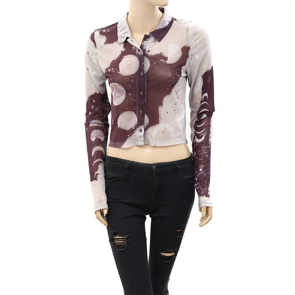 Free People We The Free Moon and stars mesh top - Picture 2 of 5